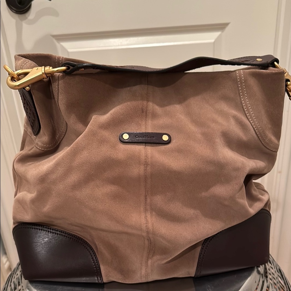 Cole Haan Tan and Brown Leather Shoulder Bag Hobo Design